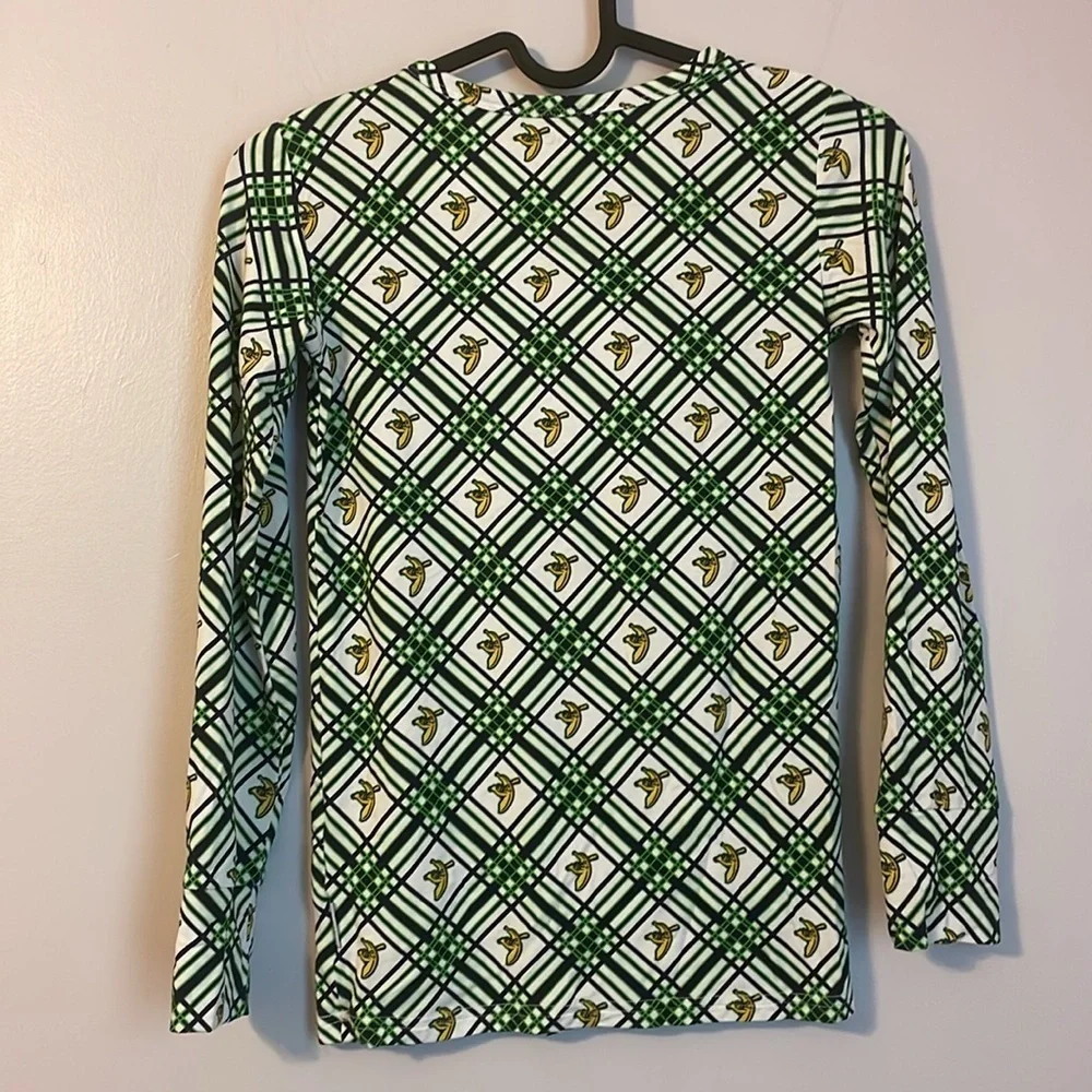 Peaz N’ Carrots Savannah Banana Baseball Logo Plaid Soft Pajama Top size 9/10